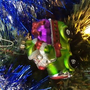 Vintage Handblown Glass Santa Ornament